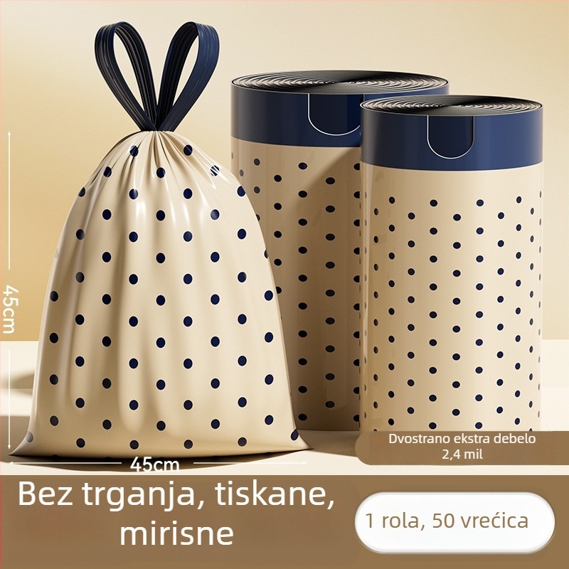 Vreće za smeće sa šnurlom, za kućnu upotrebu, jednokratne, s mirisom i otiskom za kupaonicu i kuhinju, debele vreće za čišćenje