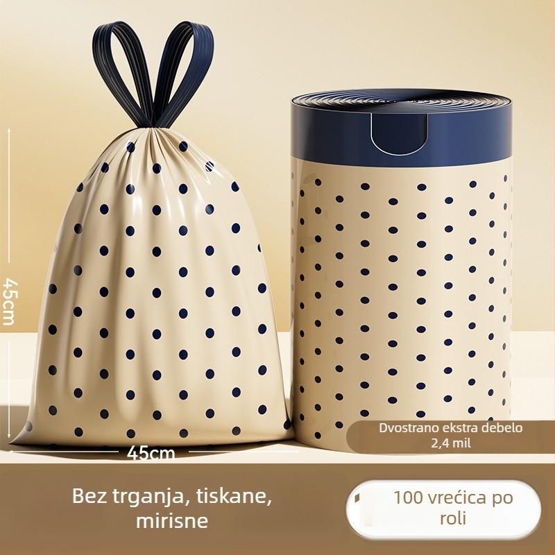 Vreće za smeće sa šnurlom, za kućnu upotrebu, jednokratne, s mirisom i otiskom za kupaonicu i kuhinju, debele vreće za čišćenje