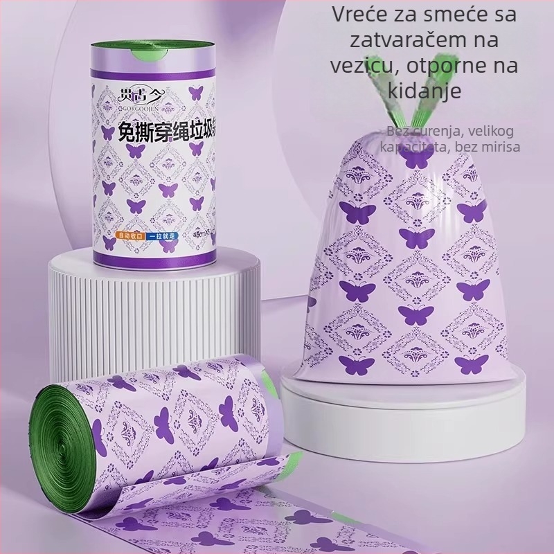 Vreće za smeće s mirisom lavande za kućnu upotrebu, debeli, s ručkom i vrpcom, velike veličine, otporne na kidanje, protiv komaraca, kuhinja, ekstra debeli