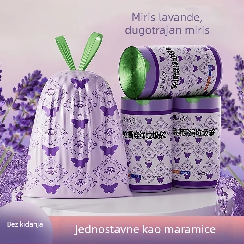 Vreće za smeće s mirisom lavande za kućnu upotrebu, debeli, s ručkom i vrpcom, velike veličine, otporne na kidanje, protiv komaraca, kuhinja, ekstra debeli