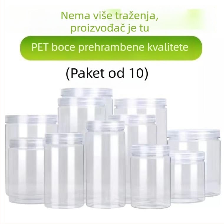 PET prehrambeni kuhinjski set za pohranu s zatvorenim plastičnim bocama i teglicama