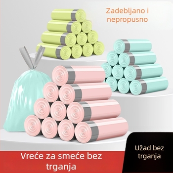 Vrećica za otpad sa šnurem, kućna upotreba, debela i otporna na kidanje, crna plastična vrećica za otpad, velika veličina