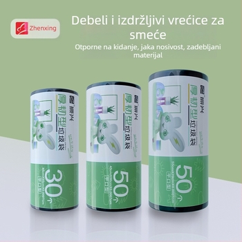 Crne vrećice za otpad s osam slojeva, ravnim otvorom, debele, za kućnu upotrebu, jednokratne