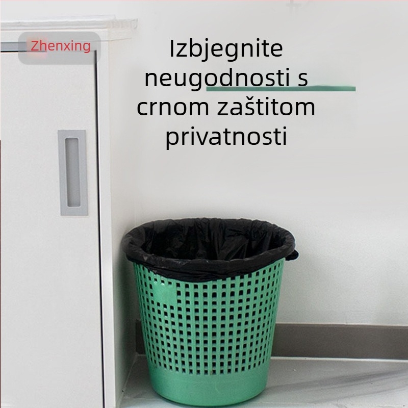 Crne vrećice za otpad s osam slojeva, ravnim otvorom, debele, za kućnu upotrebu, jednokratne