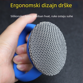 Manchen set četki za kuhanje s dugim držalom — četke za posuđe, lonce i zdjele, s čeličnom žicom kuglom i drškom