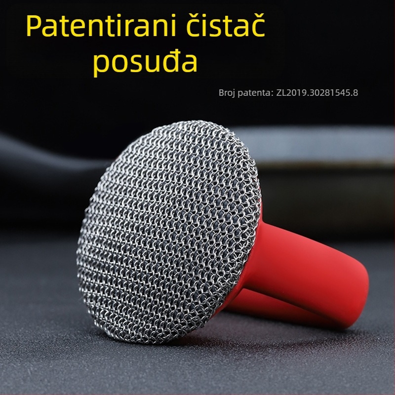 Manchen set četki za kuhanje s dugim držalom — četke za posuđe, lonce i zdjele, s čeličnom žicom kuglom i drškom