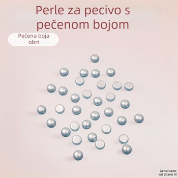 Sjajne perle u obliku para kruha, mliječno-bijele okrugle perle kao materijal za nakit, lakirani dodaci za kosu za DIY nakit