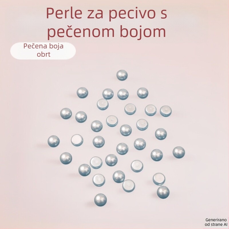 Sjajne perle u obliku para kruha, mliječno-bijele okrugle perle kao materijal za nakit, lakirani dodaci za kosu za DIY nakit