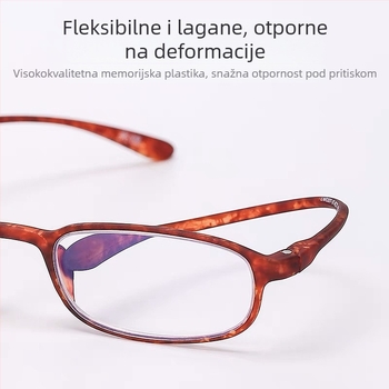 HD naočale za čitanje, unisex kvadratni okvir, leće od smole, mekana ramena okvira, anti-zamućenje, anti-plava svjetlost, asferične, višefunkcionalne