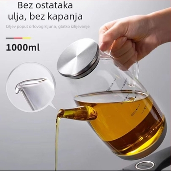 Flaša za ulje od borosilikatnog stakla, kuhinjska, nepropusna, posuda za začine sa mjernom skalom za soja sos i ocat