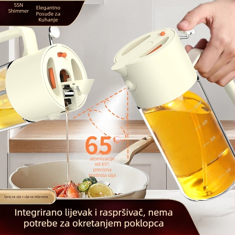 Shining Premium staklena bočica za ulje s raspršivanjem – dvostruka upotreba: raspršivanje i točenje, bez curenja, za sojin sos i ocat