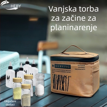 Prijenosna torba za piknik za pohranu začina, 11-dijeli set posuda za začine za kampiranje