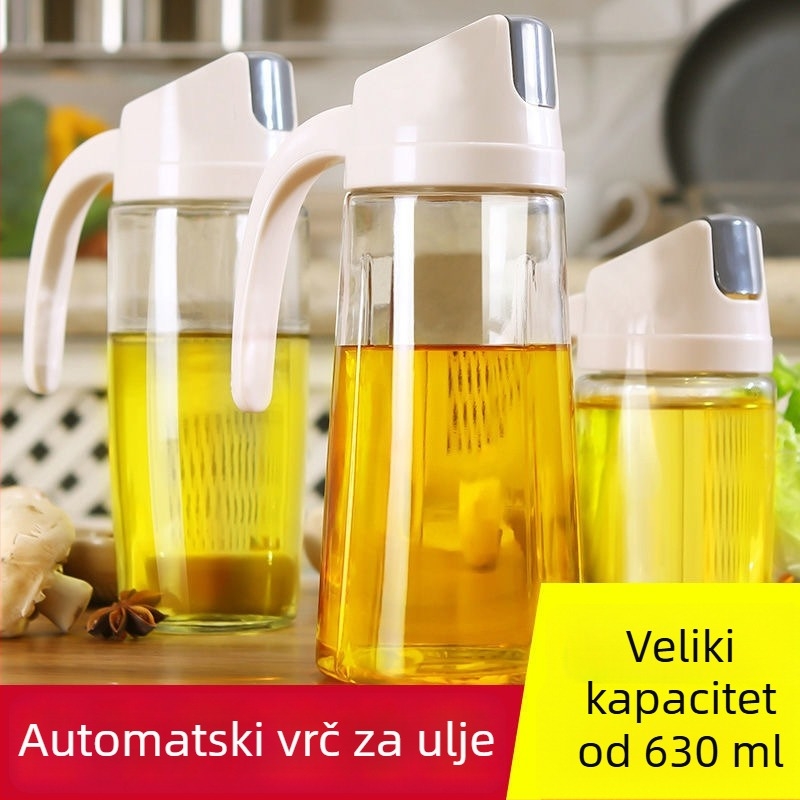 Staklena boca za ulje u japanskom stilu s automatskim izlijevanjem, kuhinjska posuda za ulje, sojin umak i ocat