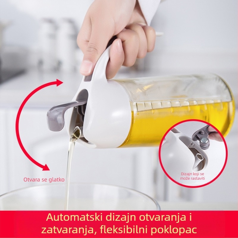 Staklena boca za ulje u japanskom stilu s automatskim izlijevanjem, kuhinjska posuda za ulje, sojin umak i ocat