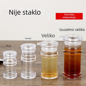 Prozirna akrilna bočica za začine, sojino umak, ulje i ocat; plastična posuda za papar; nepropusna; mala veličina