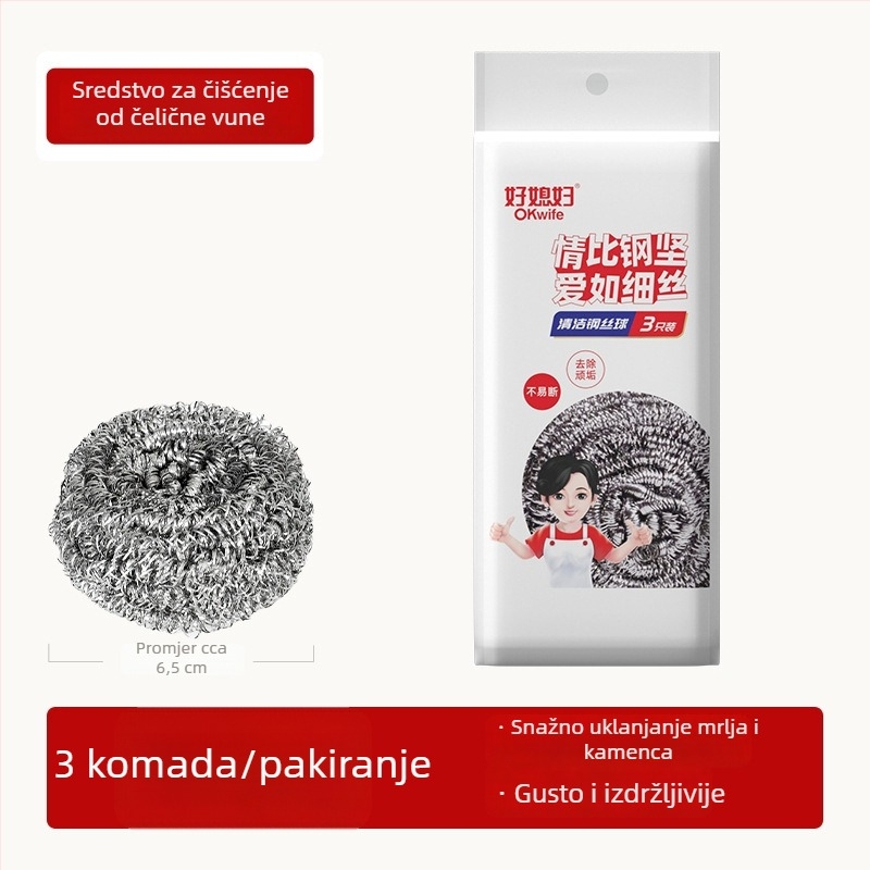 Nerđajuća čelična lopta za čišćenje posuđa – kuhinjska čistilna lopta za lonce i tave bez ogrebotina
