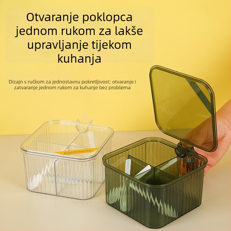 Set posuda za začine za kuhinju, s više pretinaca za sol, MSG, papar i druge začine