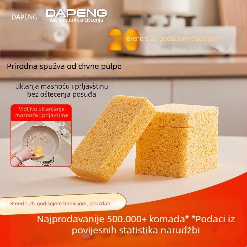 Spužva za pranje posuđa od prirodnog drvenog pulpa, blok spužve za čišćenje, četka za posuđe i lonce, kuhinjski neogrebotni čistač