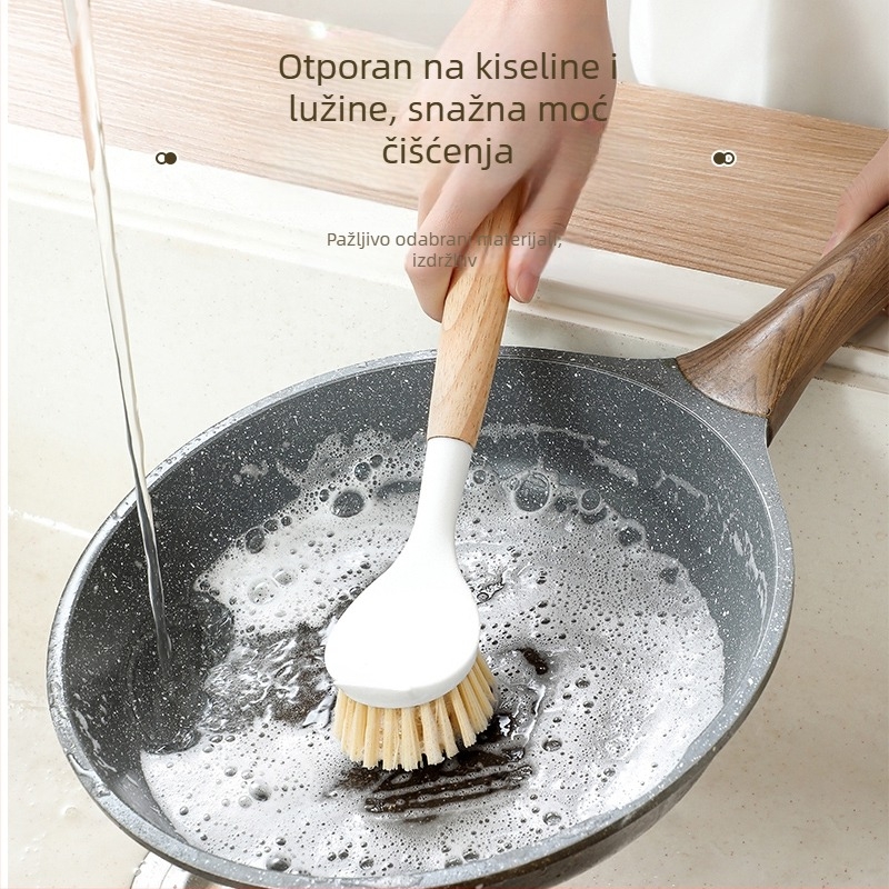 Drvena četka za lonce i posuđe s dugim držačem – za pranje lonaca, tava i zdjela