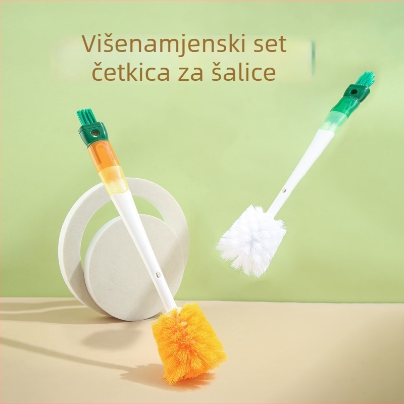 Višenamjenska četka za čaše s dugim ručkom, četka za čaše u obliku mrkve, četka za bočice s mlijekom, čišćenje žlijebova poklopca i četka za slamke