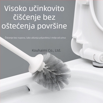 Set četkica za čišćenje WC-a s bazom, dugi nastavak, zidni nosač, mekane čekinje