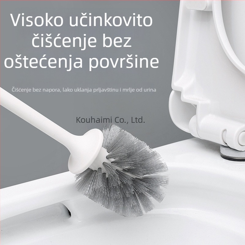 Set četkica za čišćenje WC-a s bazom, dugi nastavak, zidni nosač, mekane čekinje