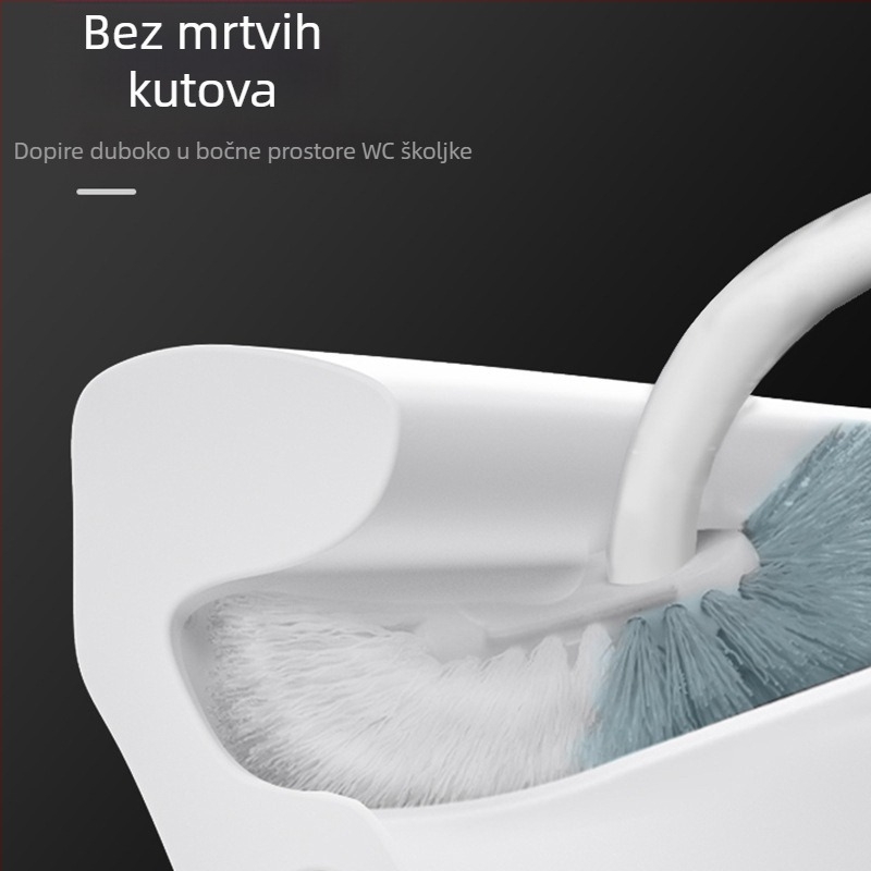 Četka za zahod s dugom drškom, zidna ugradnja, mekana vlakna
