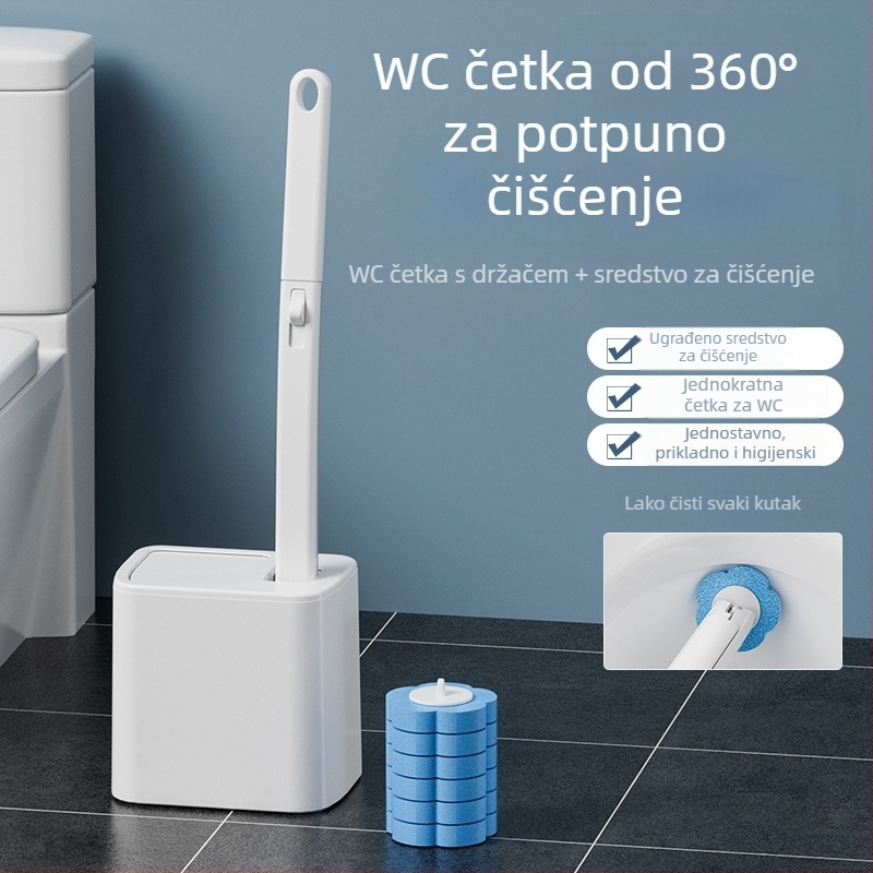 Četka za WC s podstavkom i poklopcem, tiha četka za čišćenje kupaonice