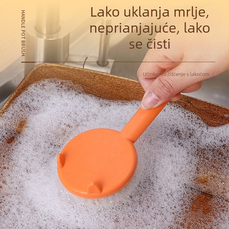 Kuhinjska četka za čišćenje lonaca i posuđa s dugom drškom i strugalicom