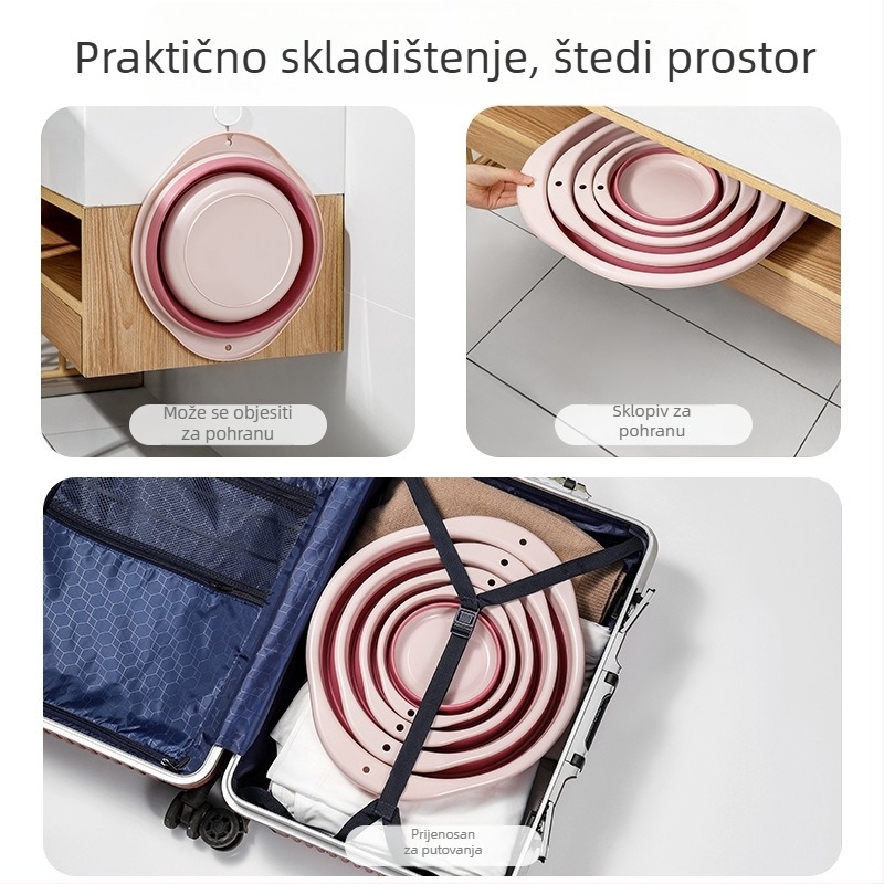 Sklopiva plastična umivaonica, velika, prijenosna, debelog dizajna, za dom i putovanja