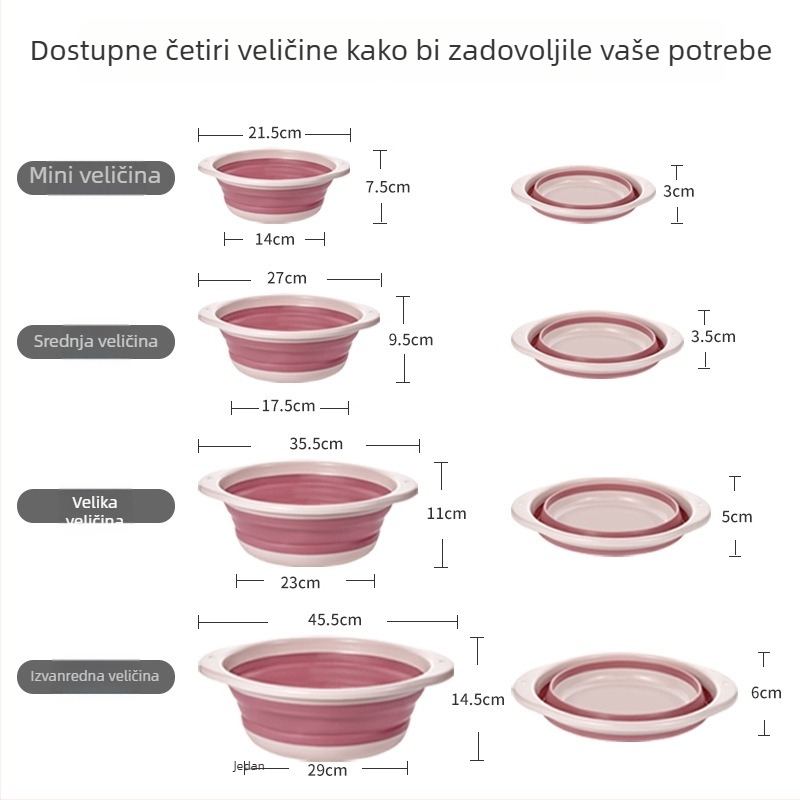 Sklopiva plastična umivaonica, velika, prijenosna, debelog dizajna, za dom i putovanja