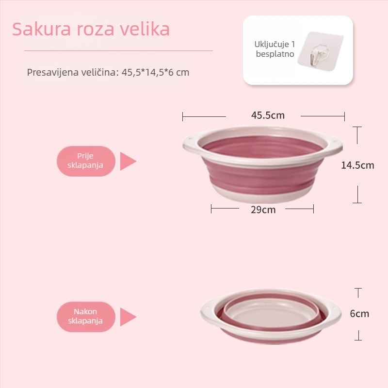 Sklopiva plastična umivaonica, velika, prijenosna, debelog dizajna, za dom i putovanja
