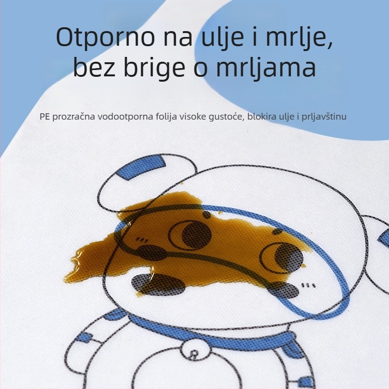 Jednokratna vodootporna pregača od netkane tkanine za djecu i odrasle, pogodna za stolovanje uz vrući lonac i crtanje, s prilagođenim logotipom