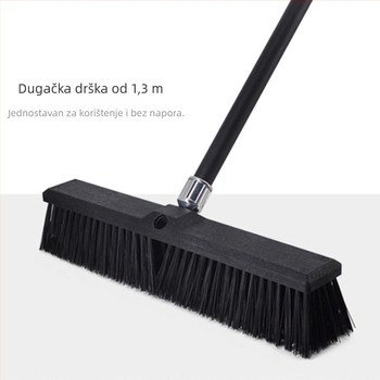 Podna četka za čišćenje s dugim držalom i čeličnim štapom, čvrste elastične dlačice, za komercijalnu upotrebu u školama i tvornicama