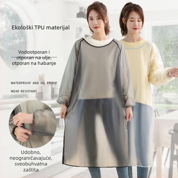 Odrasla pregača s dugim rukavima, vodootporna i otporna na ulje, TPU materijal, korejski stil, mogućnost tiskanja logotipa