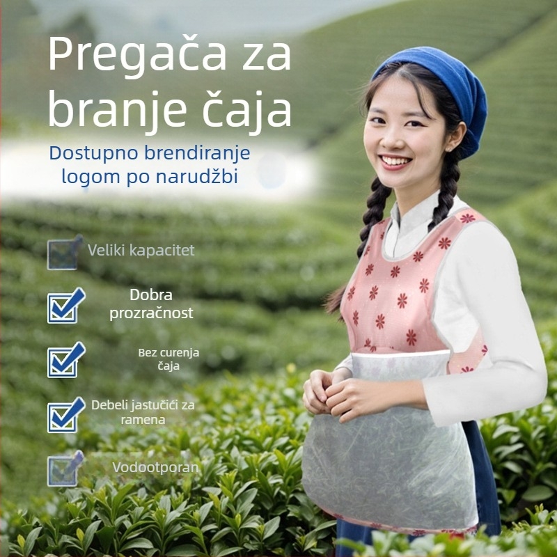 Bez rukava pregača za branje čaja s velikim džepovima za listove čaja, čajne vrećice, vrećice za zeleni čaj, cvijeće i prostor za pohranu.