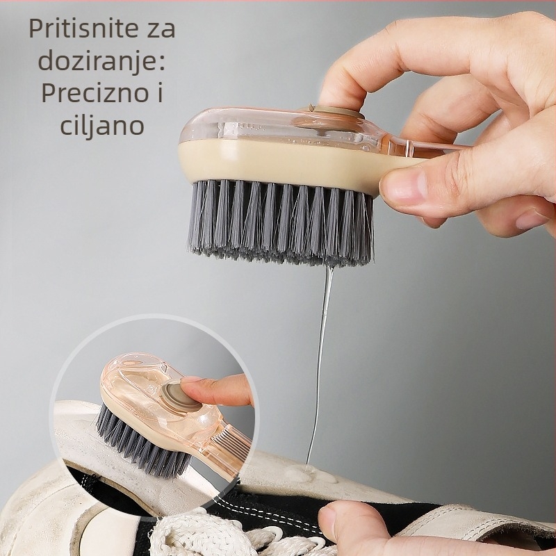 Vješalna višefunkcionalna četka za cipele s dozatorom tekućine i mekanim dlačicama za kućnu upotrebu
