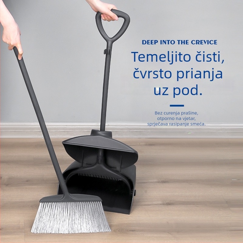 Plastični set metle i lopatice za prašinu, otporan na vjetar, 7 komada, za bolnice i hotele