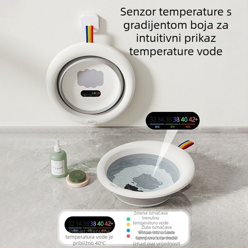 Sklopiva dječja kada, prijenosna plastična kada s višebojnim senzorom temperature za djecu