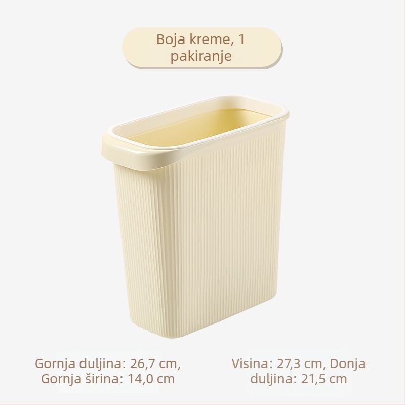 Kanta za otpad bez poklopca za kupaonicu, pravokutna, 6 L, kompaktna veličina, PP plast