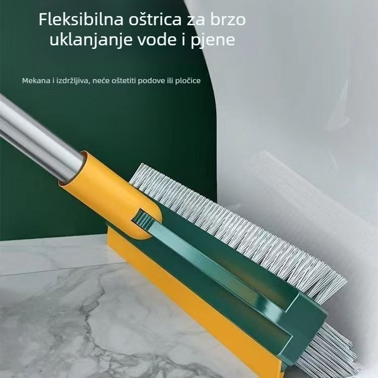 Trostruka podna četka s dugačkim držalom za kupaonicu, pločice i kutove zidova
