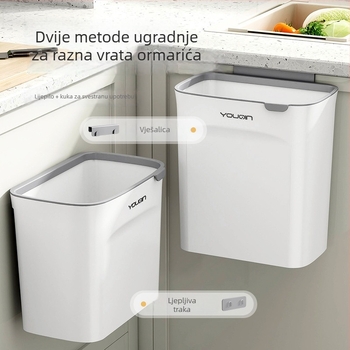 Zidni koš za otpad za kuhinju s poklopcem, plastični, 7 L, pogodan za kupaonicu i dnevni boravak
