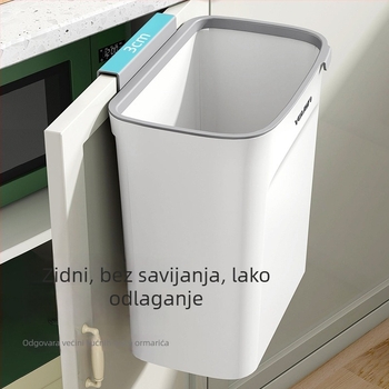 Zidni koš za otpad za kuhinju s poklopcem, plastični, 7 L, pogodan za kupaonicu i dnevni boravak