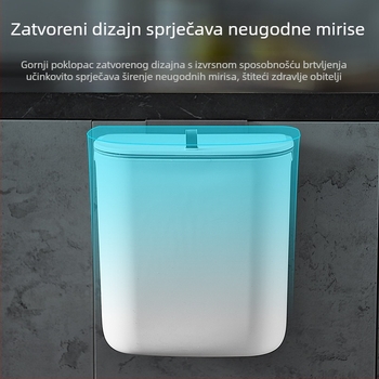 Zidni koš za otpad s kliznim poklopcem za vrata kuhinjskog ormarića, velik kapacitet 9 litara