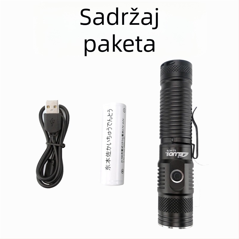 Prijenosna, punjiva LED svjetiljka s ultra jakom svjetlošću i dugim dometom, magnetska USB banka za napajanje (21700)