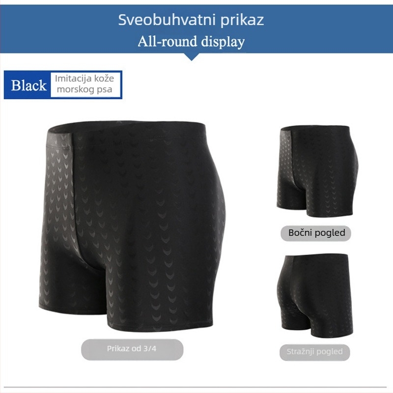 Muške kupaće gaće s visokim pojasom i teksturom biomimetrijske kože morskog psa, velika veličina