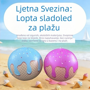 Nafukana PVC lopta za plažu u obliku sladoleda, bejzbol dizajn, za roditelje i djecu za vodene igre na otvorenom