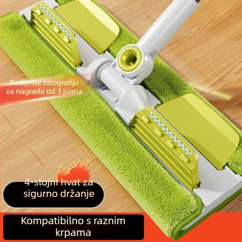 Novi veliki ravni mop s platnom za drvene podove, kućno čišćenje suho i mokro, apsorbirajući platno