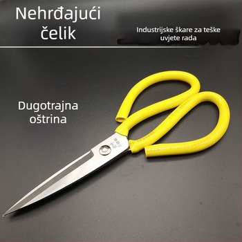 Nerđajuće čelične kućne škare za kuhinju, za kožu i tkaninu, oštri vrhovi, PVC ručka, ukupna duljina 300 mm