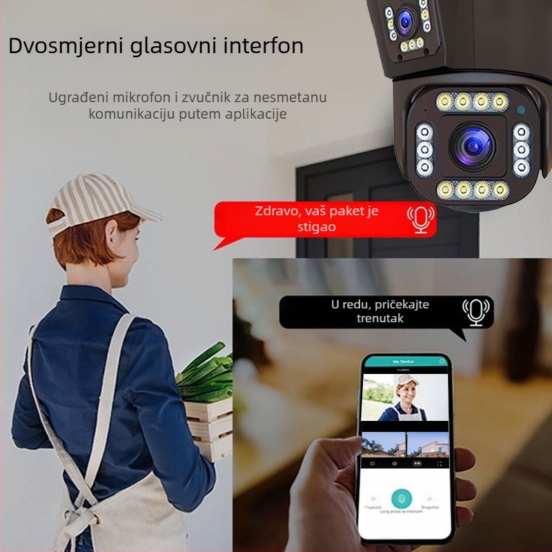 Shihua 360° kućna kamera s HD noćnim vidom, optičkim zumom, bežičnim Wi‑Fi i pametnom sigurnošću